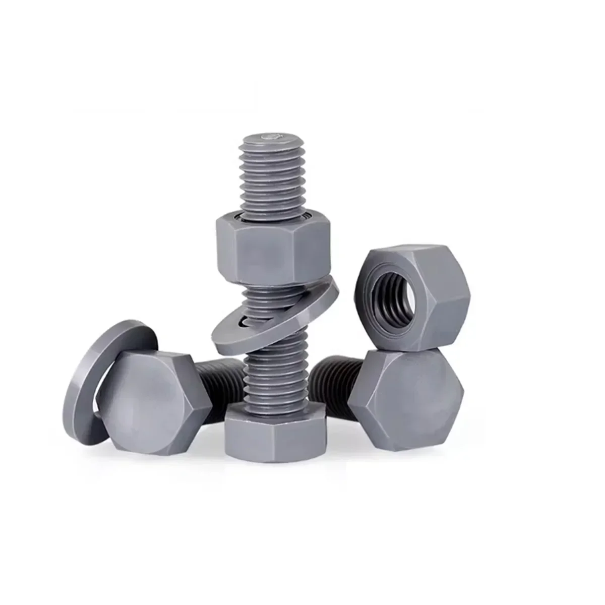 M3M4M5M6 PVC Acid And Alkali Resistant Corrosion-Resistant Outer Hexagon Bolt Nut Flat Washer Combination Set