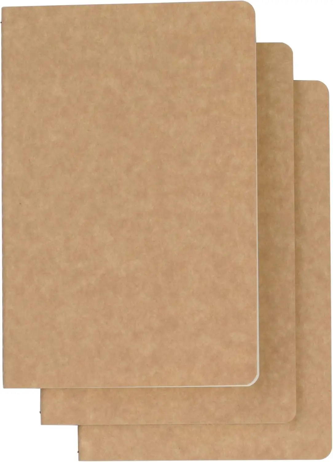 

3-Pack Travel Journal Notebook with Kraft Cover, 5.5x8.25 Inches, 96 Blank Pages for DIY and Note-Taking