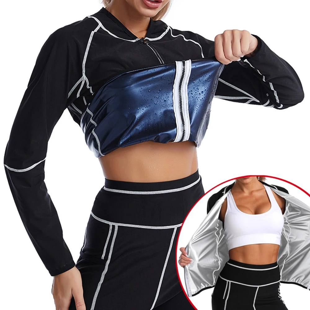 1PC Sauna Suit For Women Weight Loss,Sweat Suits for Womens,Women's Sweatshirt Top & Pants Sweat Sauna Suit Workout Body Shaper