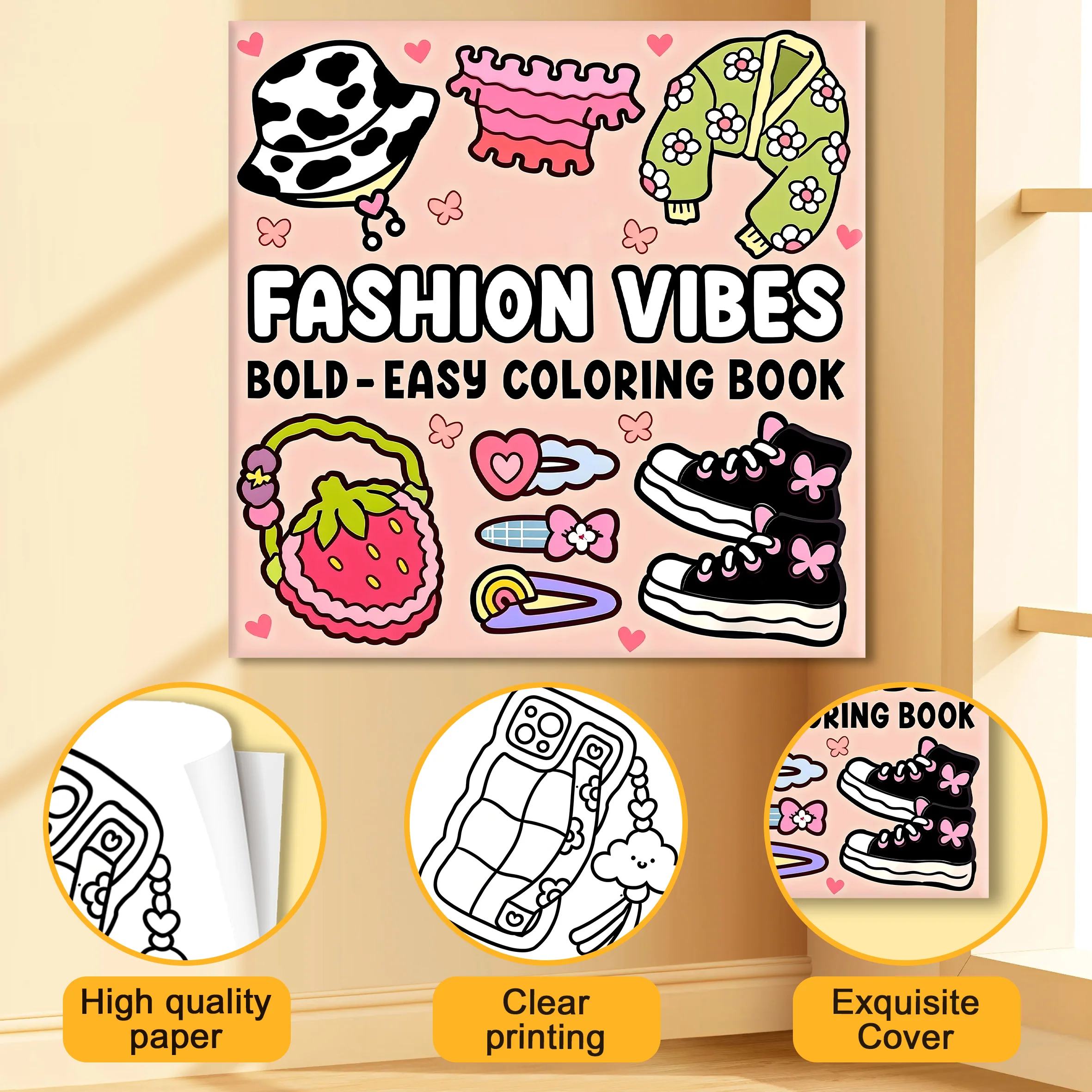FASHION VIBES Bold-easy Patterns Coloring Book for Adults Cute Drawing Book Perfect Gift for Party and Birthday