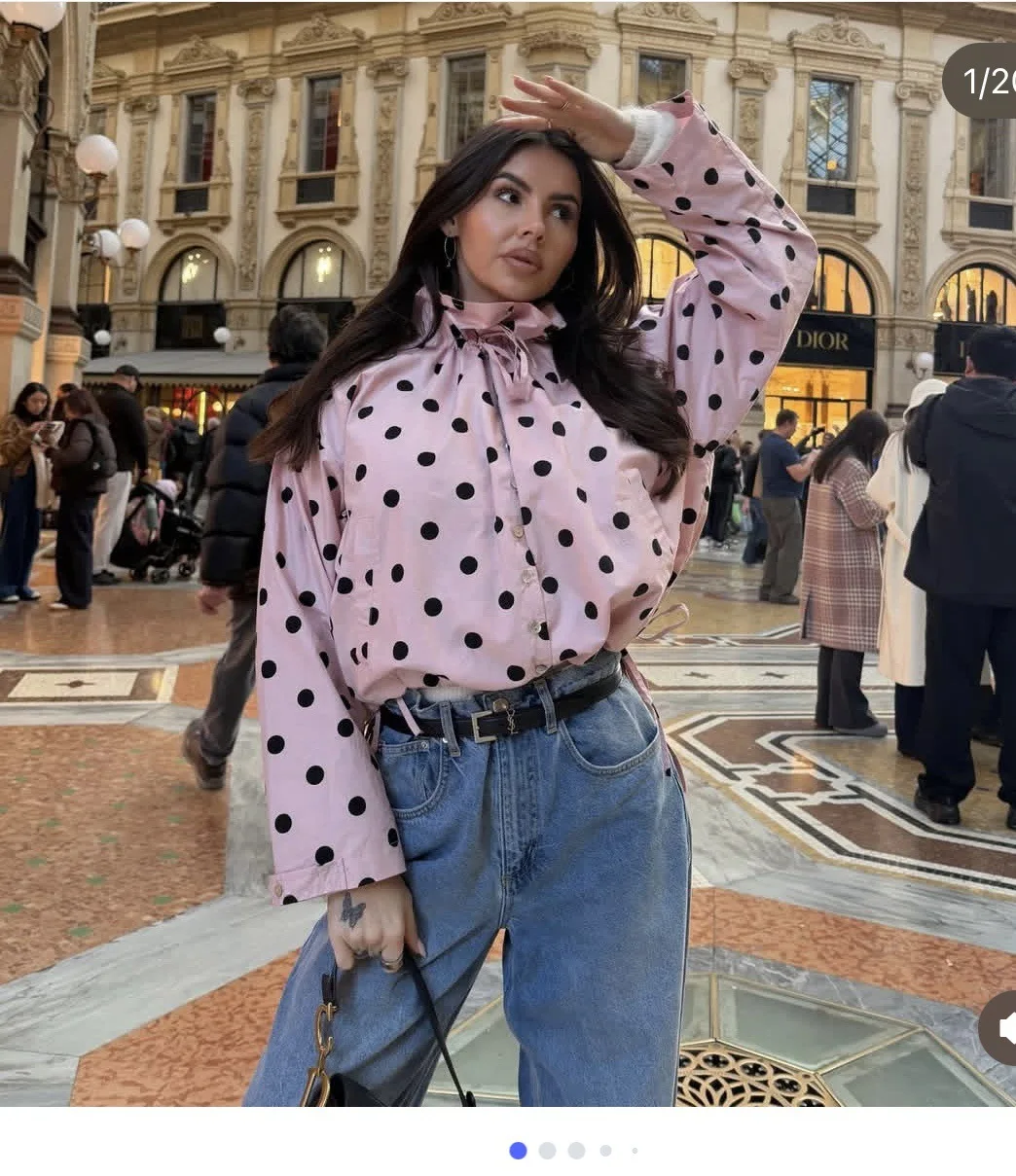 Drunk Sugar Women Stand Collar Polka Dot Jacket Single Breasted Bow Tie Lace Up Coat 2026 Spring Autumn Casual Outerwear