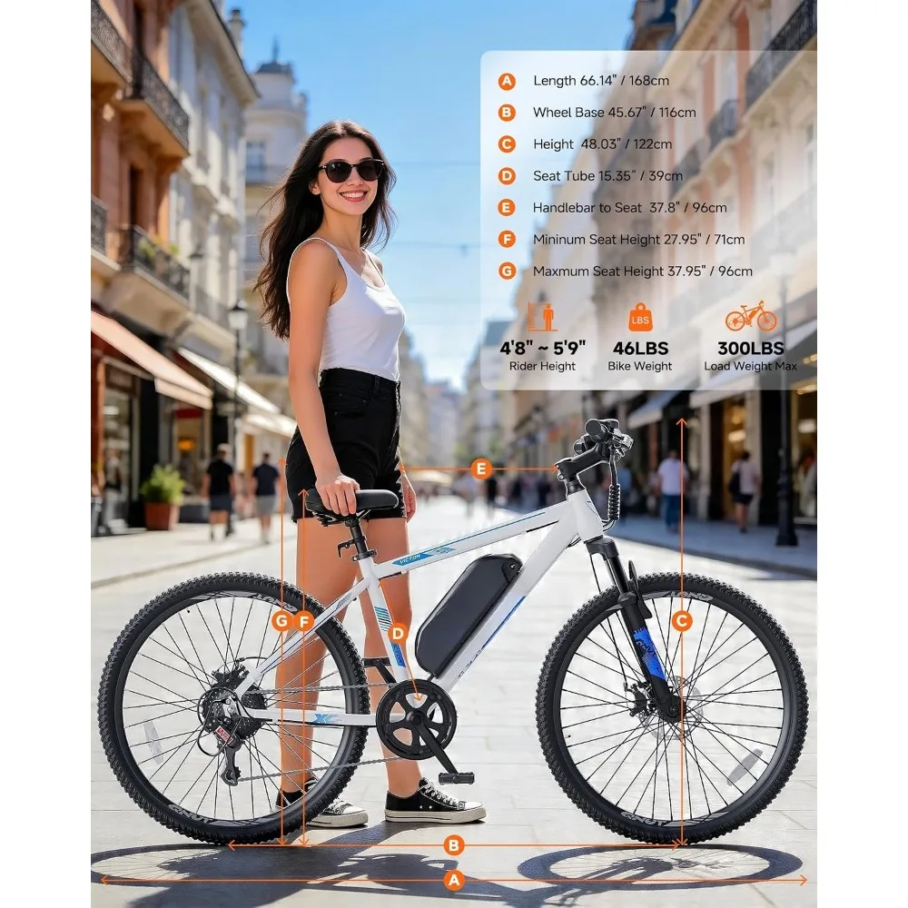 26" Victor Lightweight Electric Mountain Bike 1000W Peak Motor 7.8Ah/10.4Ah Removable Battery Adult Ebike, Customized