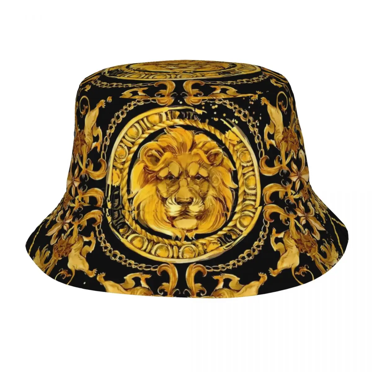 Golden Lion Luxury Design Bucket Hat for Men Women Beach Sun Hat Unique Packable for Outdoor Fishing Caps Boonie Hat