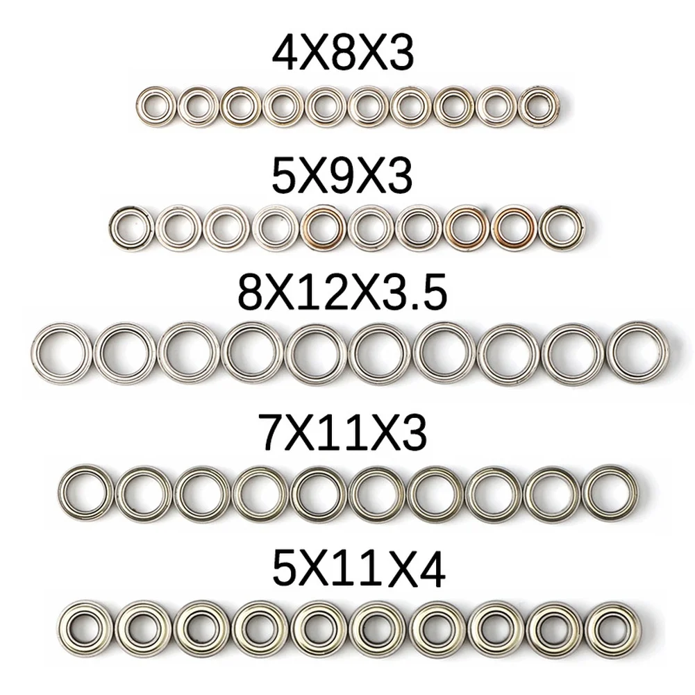 Replacement Metal Bearings For WLtoys 12428 RC Car 1/12 Scale With 5 Sizes Including 5x9x3mm 8x12x3 5mm For Feiyue Models