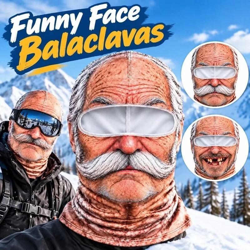 Funny Old Man Ski Mask Realistic// Face Balaclava Summer Winter 3D Printed Full Face Mask for Skiing Snowboarding Outdoor Sports