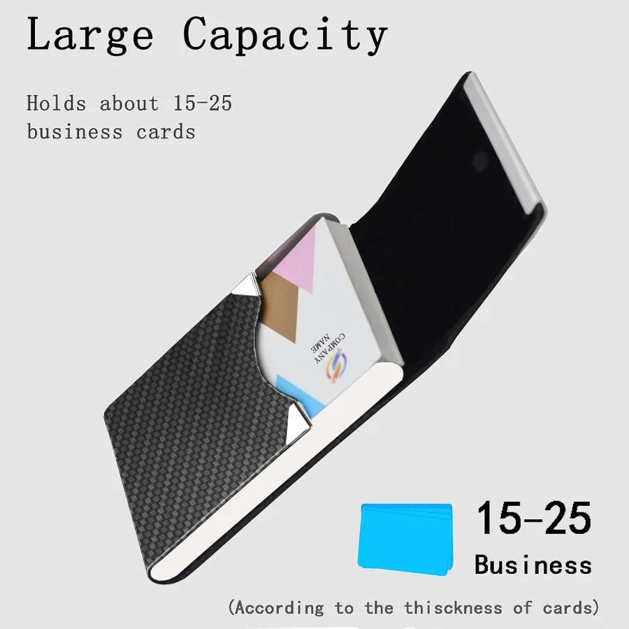 حامل بطاقات العمل مع حافظة بطاقات ذات تصميم نحيف للغاية مع وعاء بدلة من جلد البولي يوريثان الفاخر وحامل بطاقات معدني للنساء والرجال Pr #4
