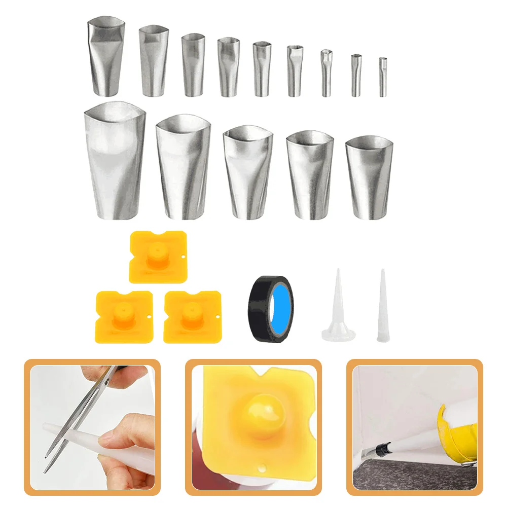 20Pcs Caulk Nozzle Applicator Set Stainless Steel Nozzles Durable Handy Longtimeuse Filling Sealing Gaps Practical