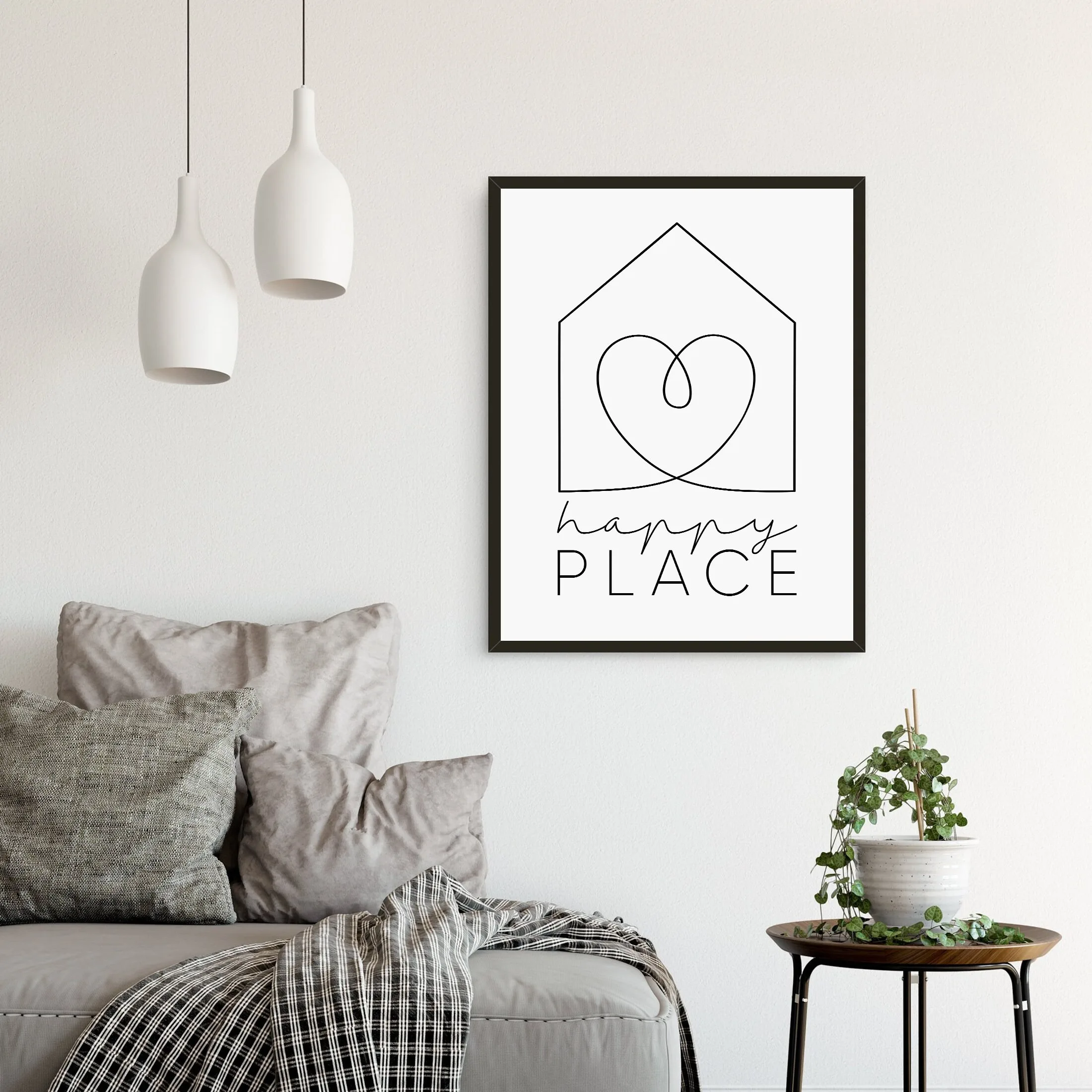 Happy Place,family Posters Home Decor Welcome Prints Inspirational Quotes House Entryway Signs Printable Heart Wall Art