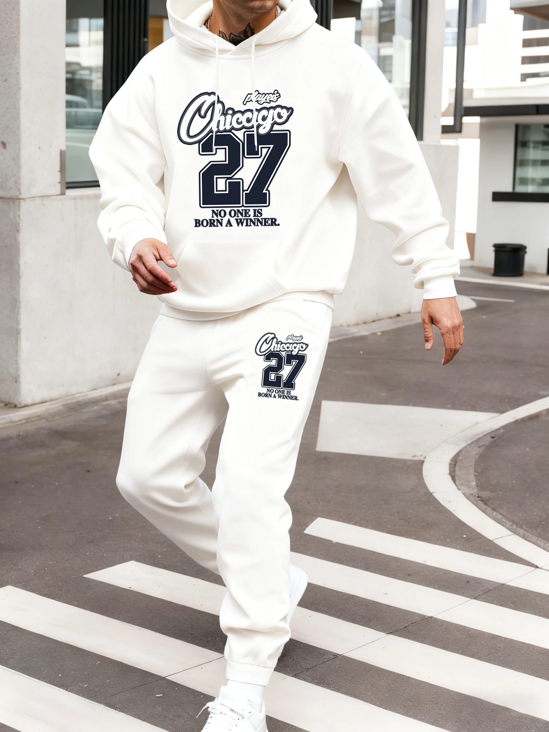 2026 New Chicago Player No. 27 Printed Men's Hoodie, Comfortable Versatile Sweatshirt Leisure Sports Jogging Set