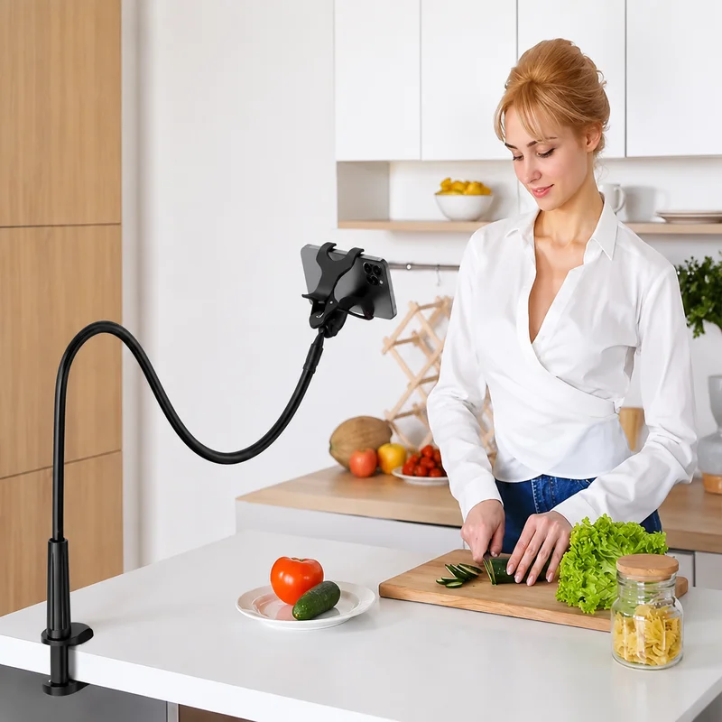 Multifunctional Lazy Tablet Stand Flexible Gooseneck Spiral Bracket Bedside Desktop Clamp For Watching Videos Browsing Reading