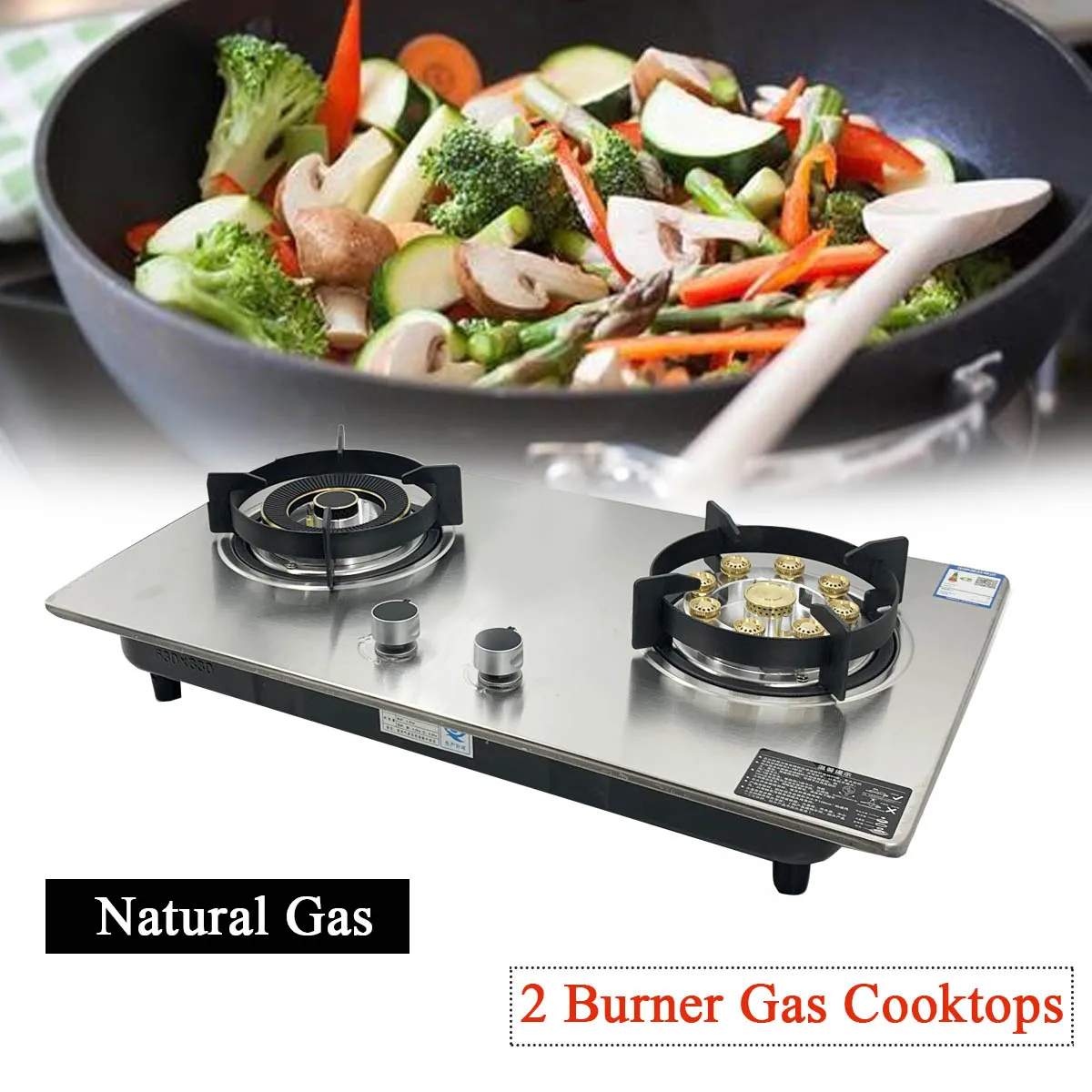 

Natural Gas Double Burners Gas Stove Stainless Auto Ignition Steel Cooktop Cooking Gas Cooktop