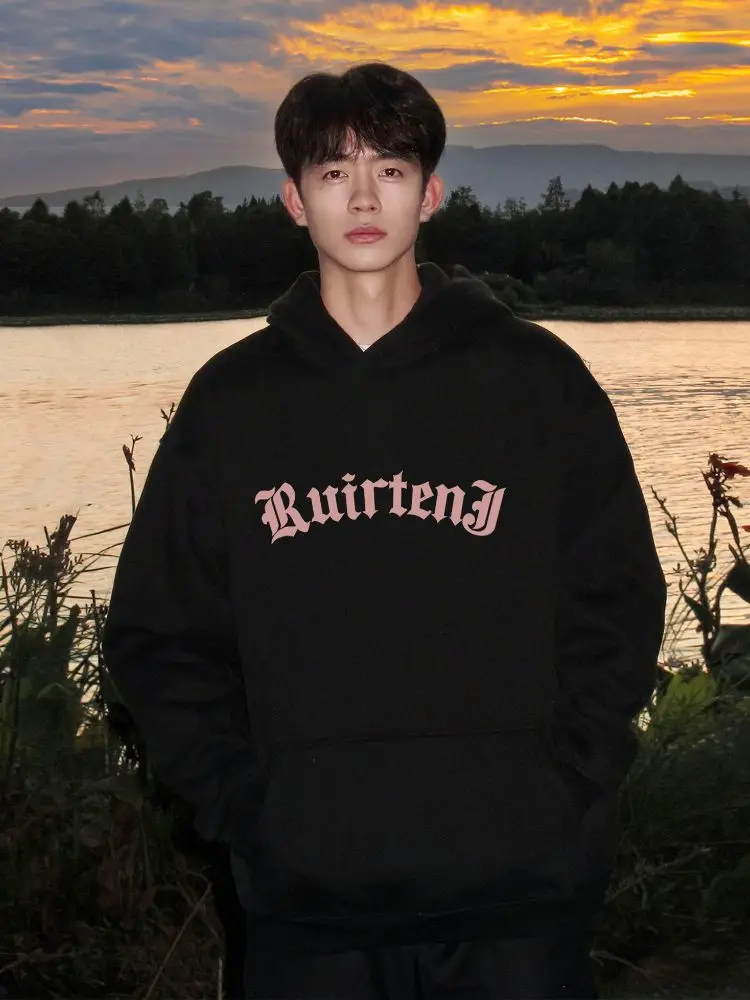 

Мужская толстовка с капюшоном, свободного кроя, с длинными рукавами, термотоп, модная, универсальная, повседневная, однотонная, с принтом, молодежная, зимняя, удобная