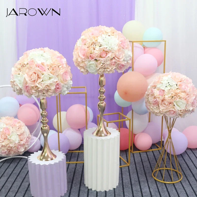 JAROWN Artificial Wedding Centerpiece Flower Ball Simulation Rose Hydrangea Flower Roman Column Home Party Decor Flores