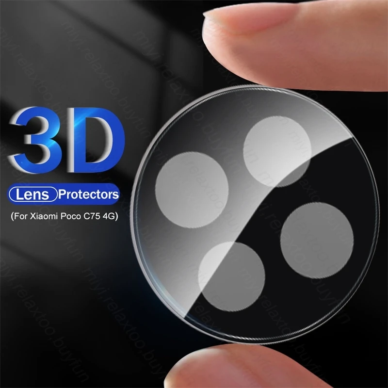 Back 3D Curved Tempered Glass Camera Protector For Poco C75 Redmi 14C 4G Rear HD Lens Glass Film PocoC75 Redmi14C 4G Poko Little