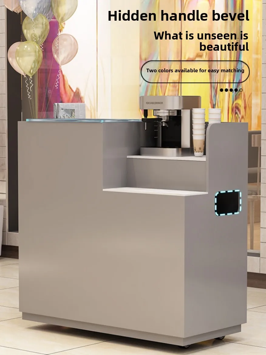 Simple modern shopping mall welcome desk, solid wood reception desk, restaurant information d esk