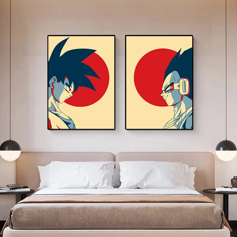 Classic Japanese Anime surround Dragon Ball Goku Vegeta Poster Vintage Canvas Painting Print Picture regalo per bambini Cuadros