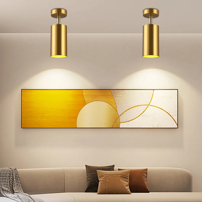 SUNMEIYI Golden Modern Ceiling Lights Adjustable GU10 Bulbs TV Backdrop Living Room Hotel Office Club Bar Cloth  Ceiling Lamp