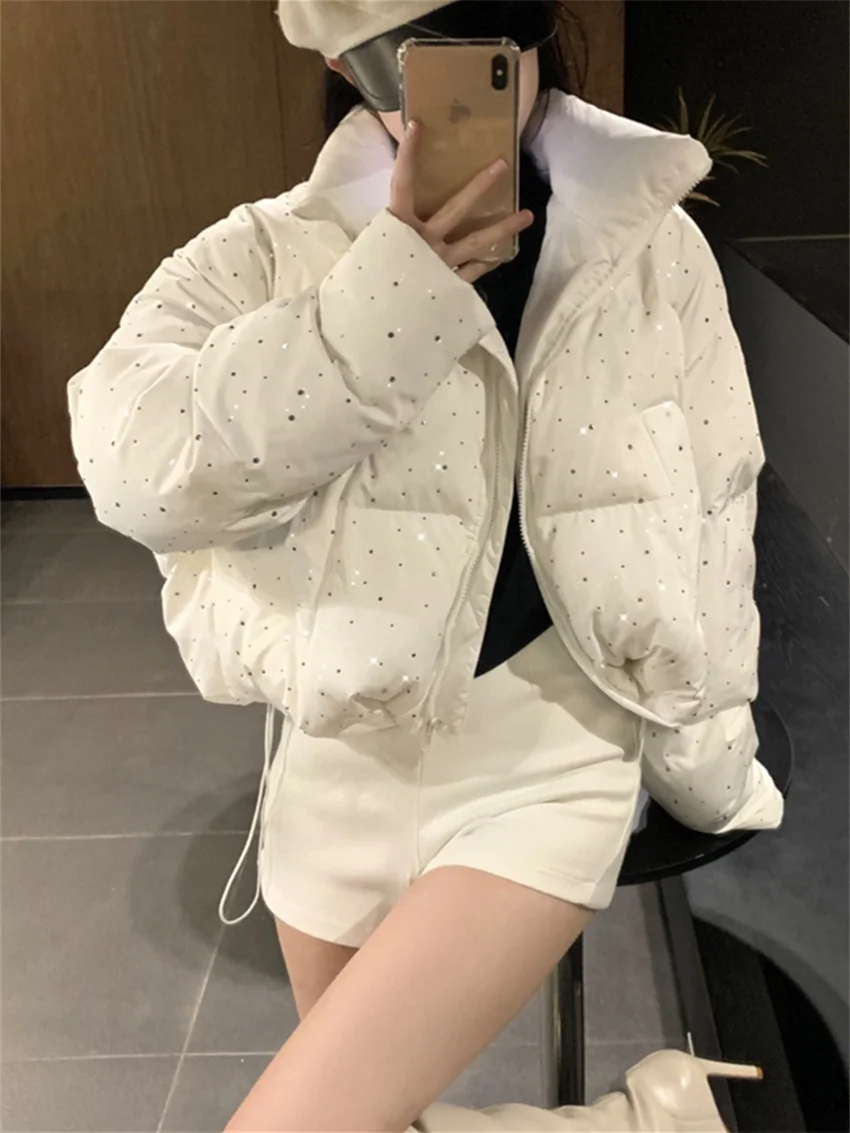 PLAMTEE Warm Winter Loose Down Jackets Women Sweet High Street Slim Chic New 2024 Daily Office Lady All Match Casual Parkas