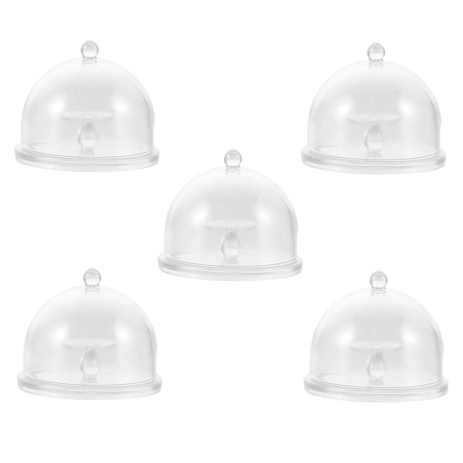 

5Pcs Mini Dessert Stand Transparent Miniature Cake Plate Display for Dollhouse Kitchen Snack Container Baking Scene Decoration