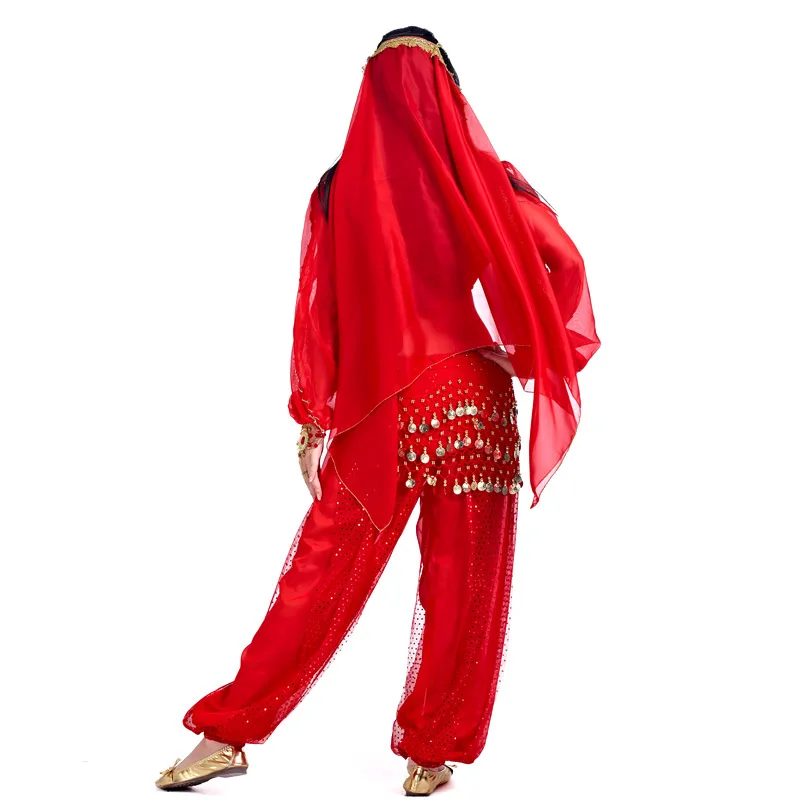 Linterna personalizada de 5 piezas, pantalones resaltados de manga larga + diadema, traje de danza del vientre, ropa de danza india, conjunto de actuación