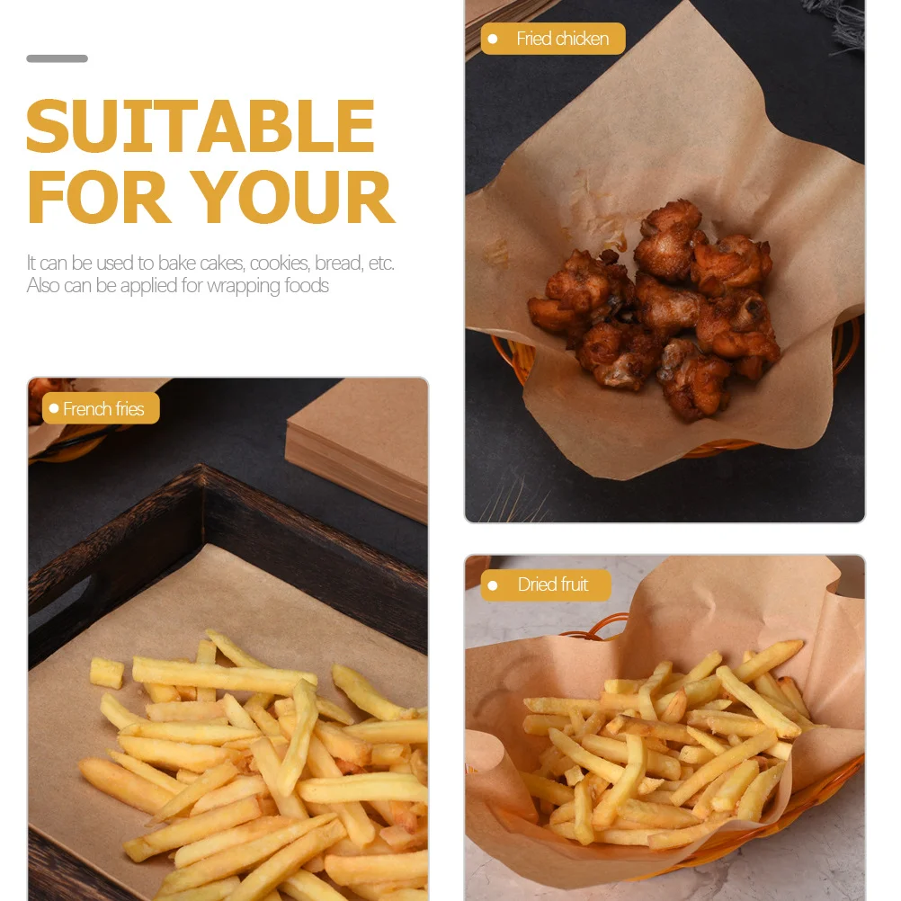 

100Pcs Baking Paper Sheets Nonstick Greaseproof Parchment Liners Oven Air Fryer Food Wrapping Paper for Cookies Bread