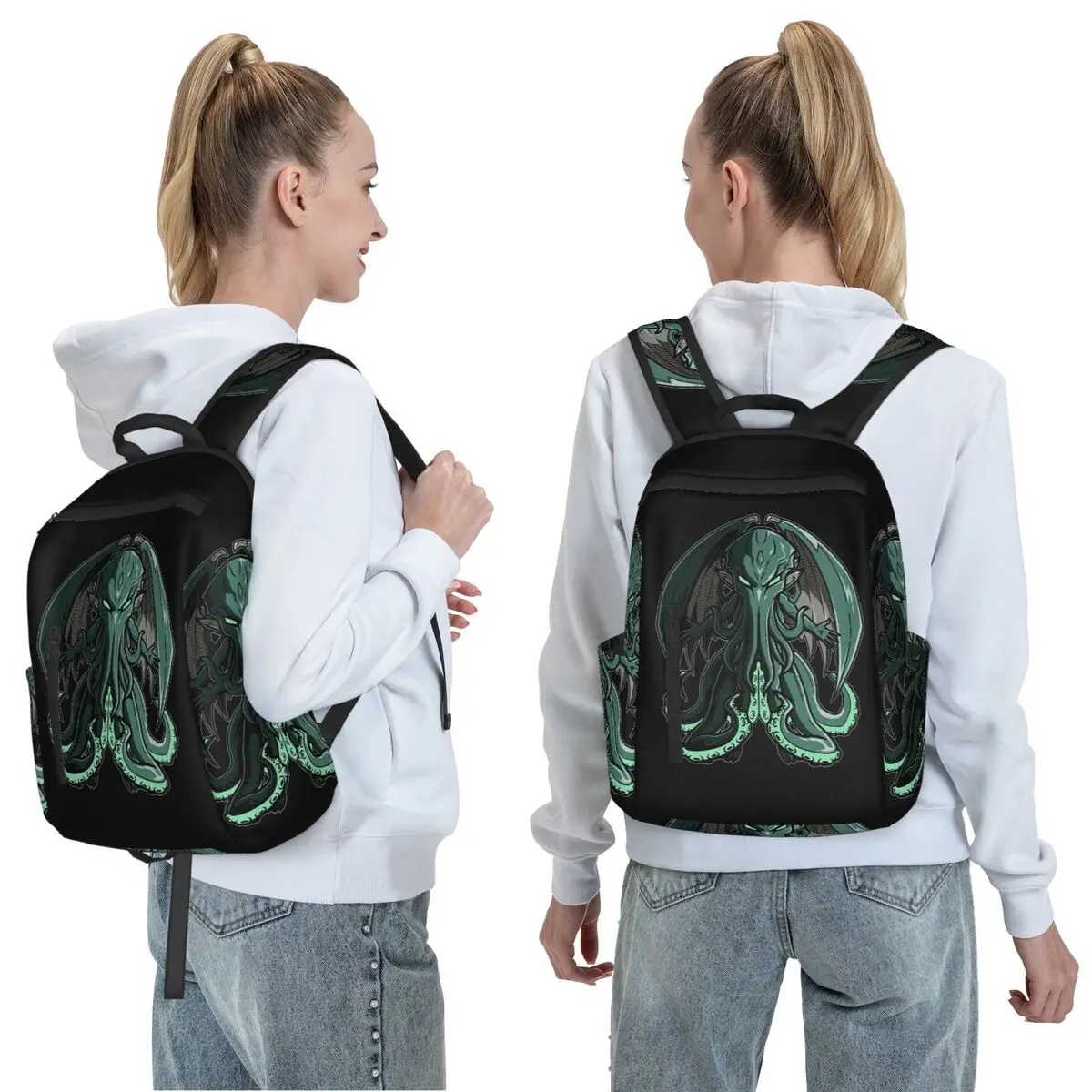 Cthulhu Monster Fantasy Art Backpack Daypack Large Capacity Kids BookBag School Bag Shoulder Bags for Men Women