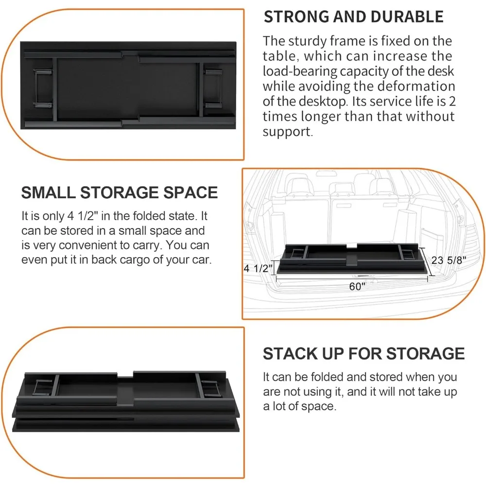 Home Office Desk 59.8 Inch Computer Table for Study Writing with Black Finish Long-Tail Keyword
