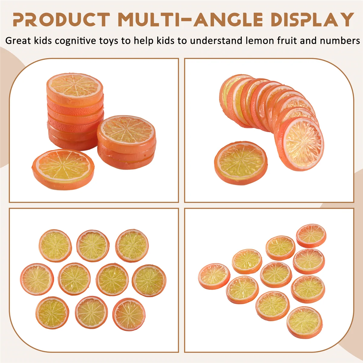 MHWY 10 Pcs Fake Lemon Slice Artificial Fruit Highly Simulation Lifelike Model for Home Party Decoration Orange