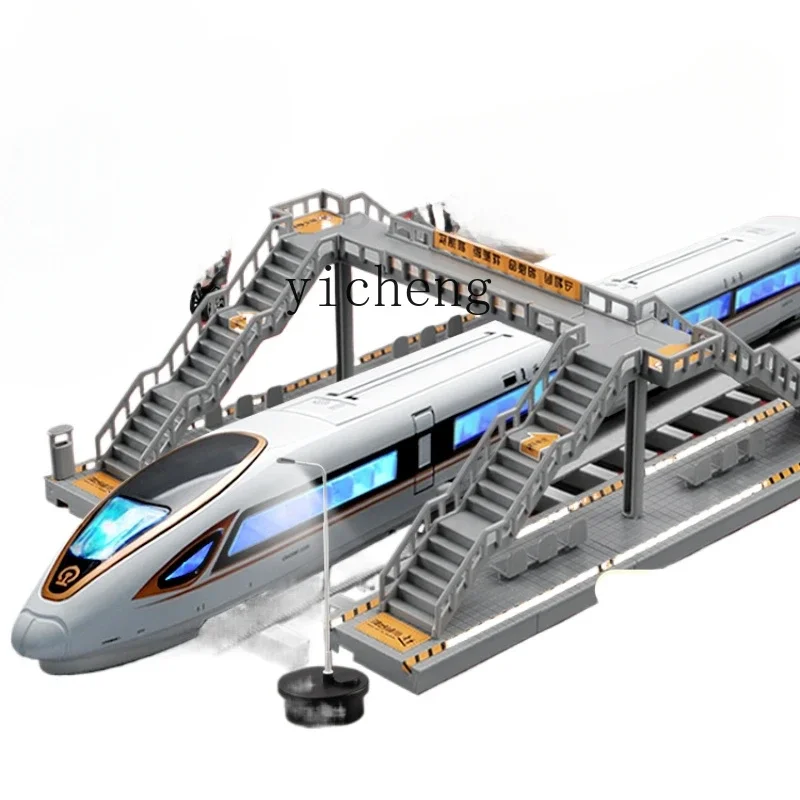 Tqh, tren de juguete de alta velocidad de aleación para niños, modelo para niños y niñas, regalo de cumpleaños para bebés, traje de coche ferroviario eléctrico para niños