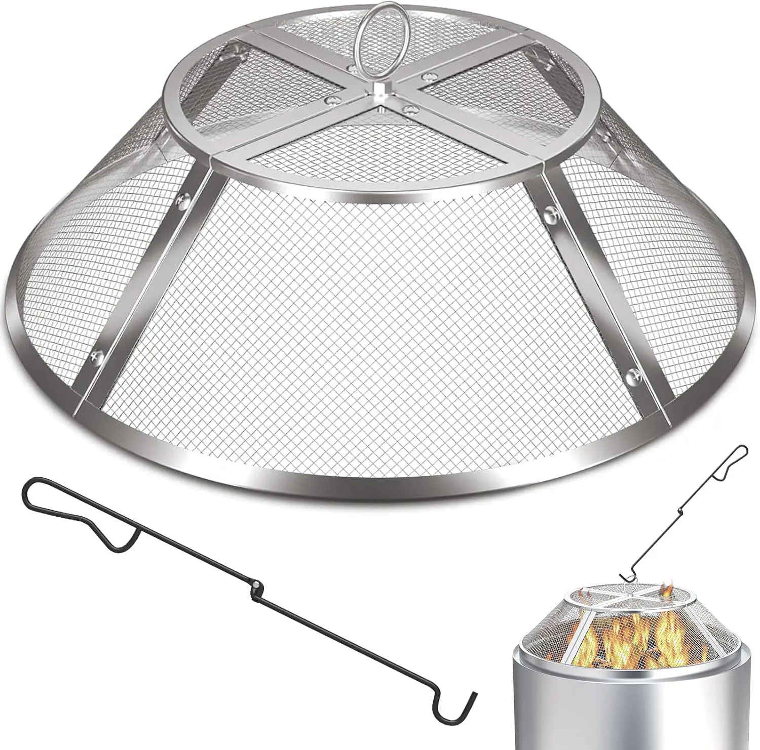 

Fire Pit Spark Screen for Bonfire Accessories, 19.5 Inch Bonfire Shield for Accessories, 304 Stainless Steel Detachable