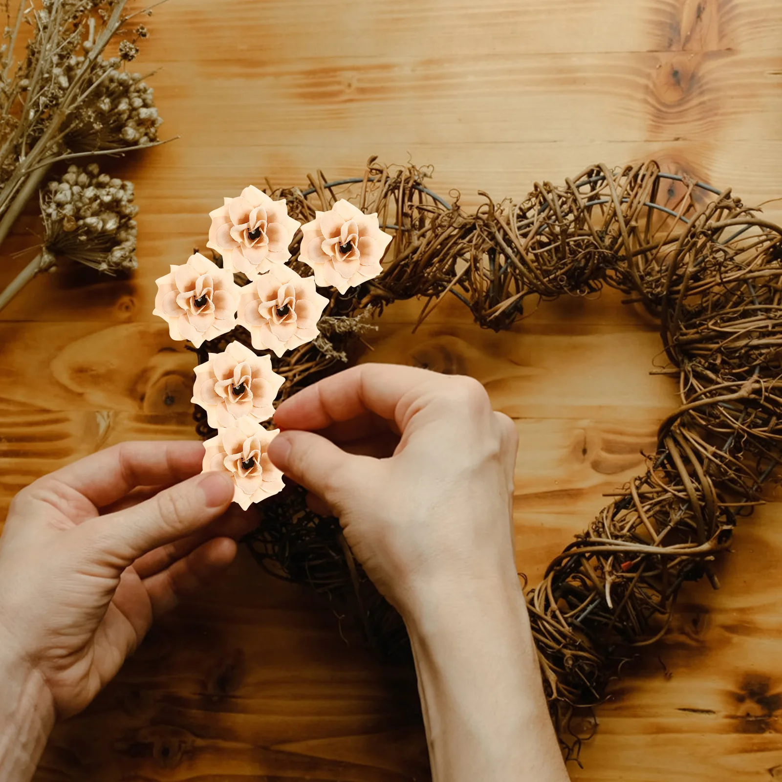 

50pcs Rose Handmade Artificial Heads For Wedding Party Decor Artificial Rose Flower Scrapbook Crafts Silk Flower Head