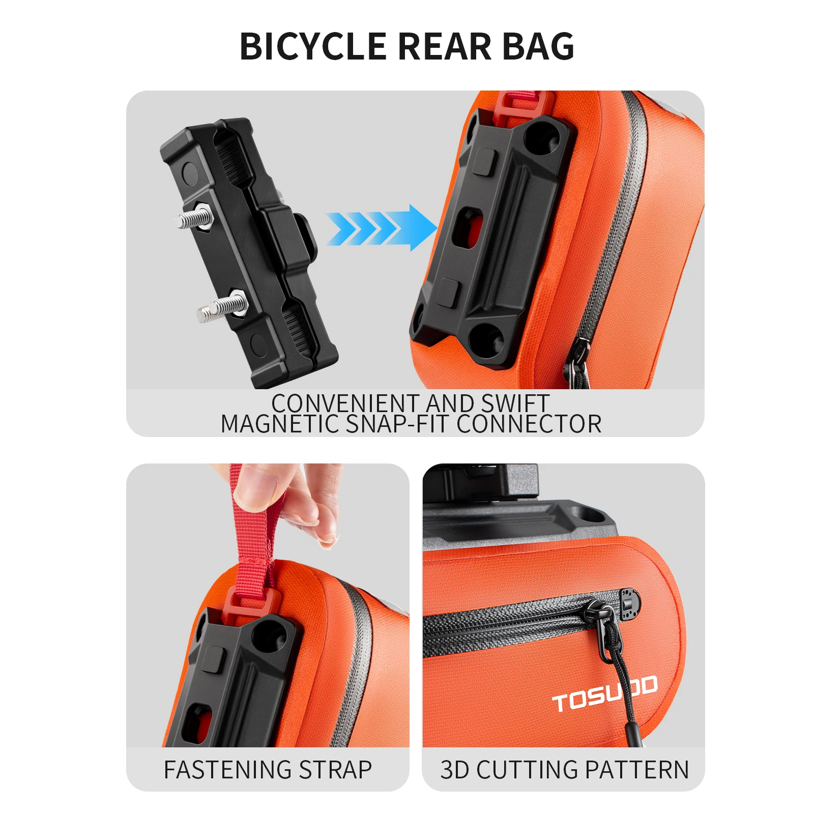 TOSUOD Schnellverschluss-Fahrradsatteltasche, Aufbewahrungstasche, wasserabweisende Fahrrad-Werkzeugtasche, MTB-Fahrrad-Reparaturset-Zubehör – Detail 3