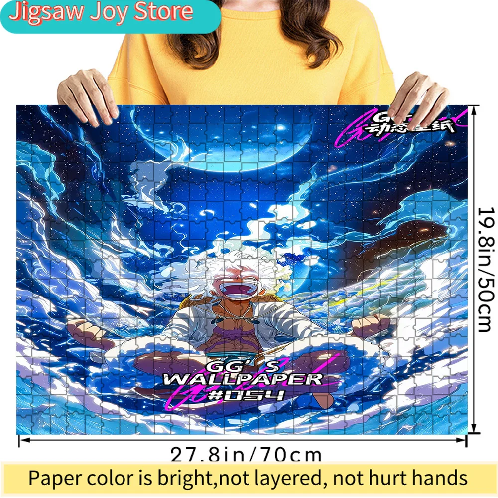 

Premium Paper Jigsaw Puzzle One Piece Monkey D. Luffy Gear 5 Moon Water Scene Art High Quality Cardboard Puzzle Fun Family Leisu