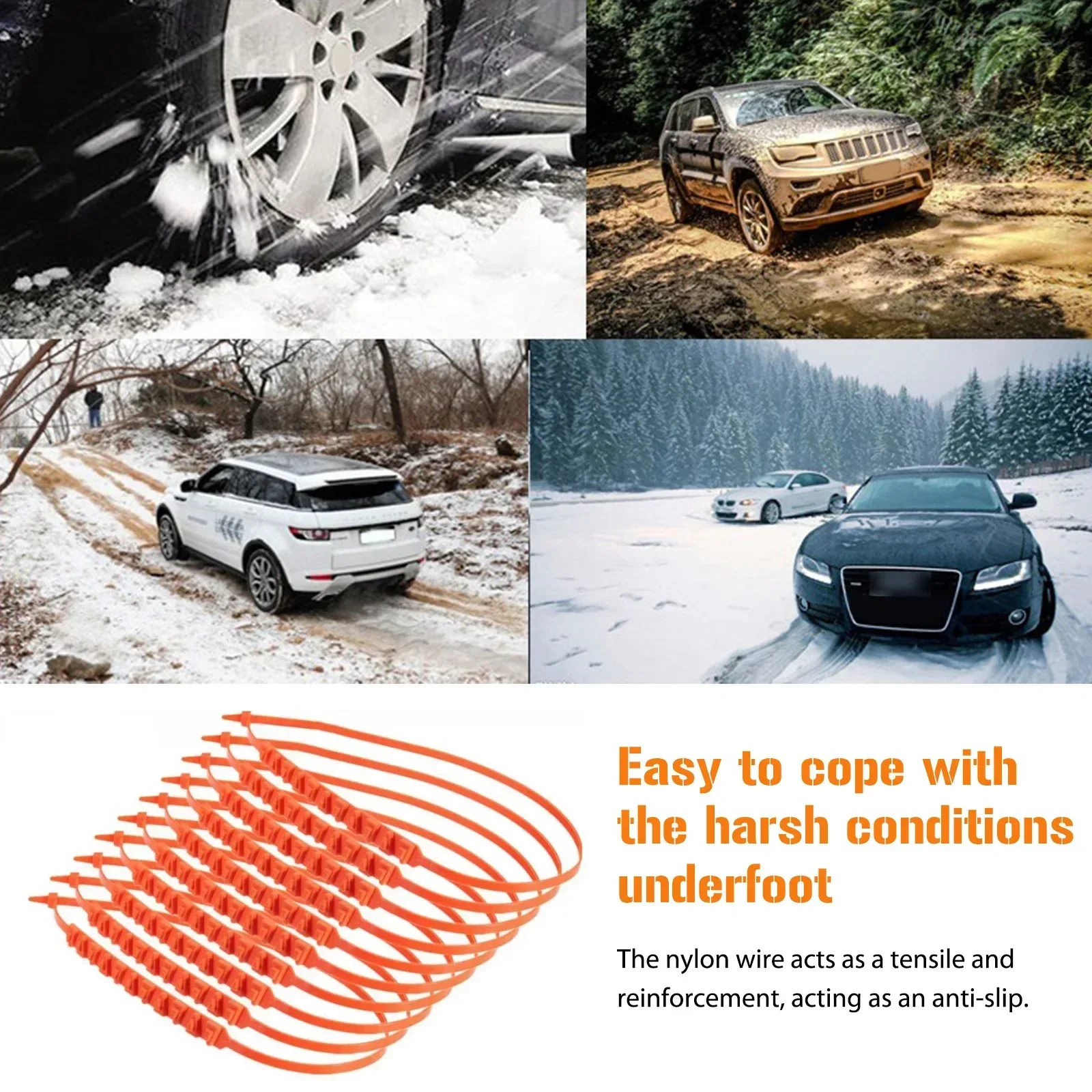 2-50Pcs Car Tyre Snow Chains Anti-skid Winter Outdoor Car Tire Wheel Chain Emergency Double Grooves Anti Slip Car Accessories