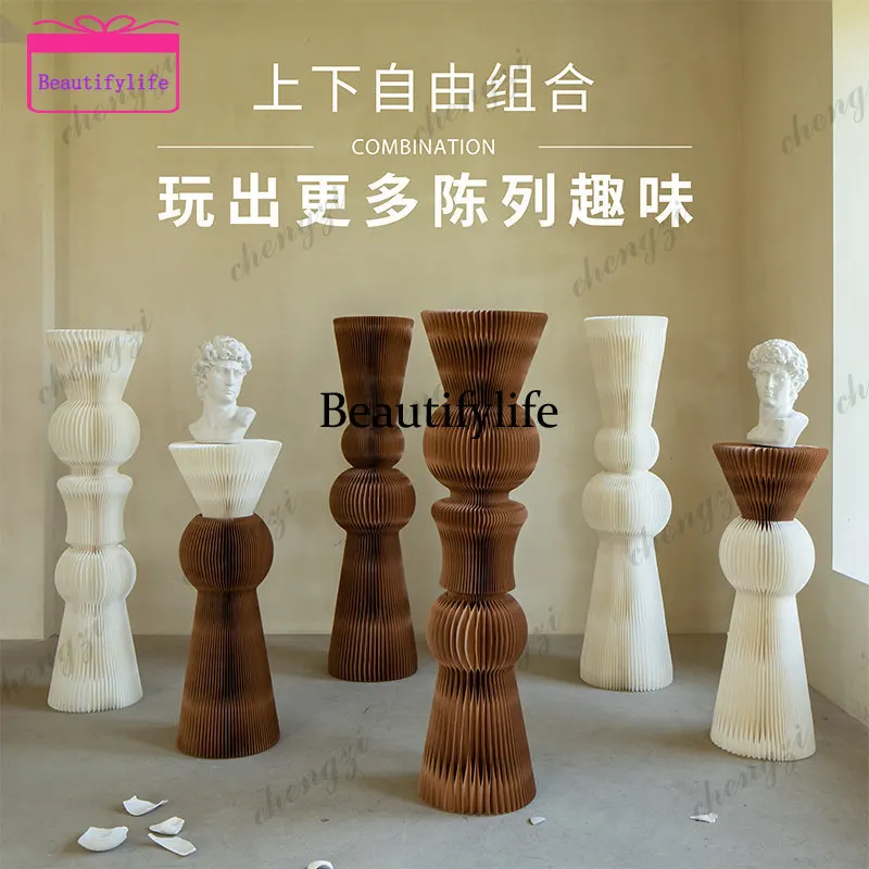 a55 Decorative Display Stand Commodity Cosmetics Display Egyptian Columns Art Display Booth Customized Window Storage