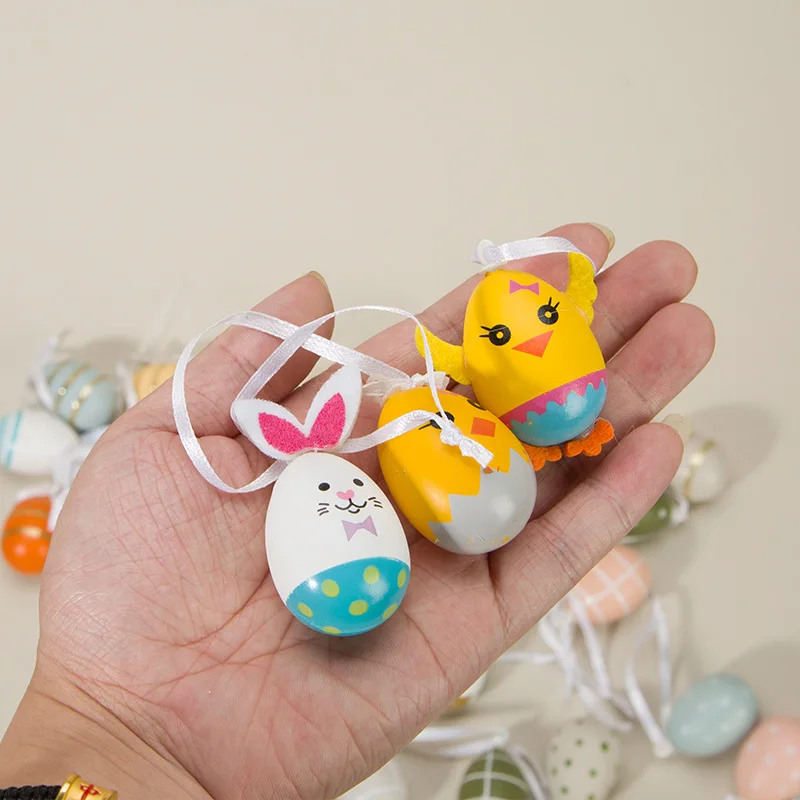 

12pcs Plastics Easter Eggs Happy Easter Party Decorations for Home Colorful Bunny Bird Egg Hanging Ornament DIY Craft Kids Gifts