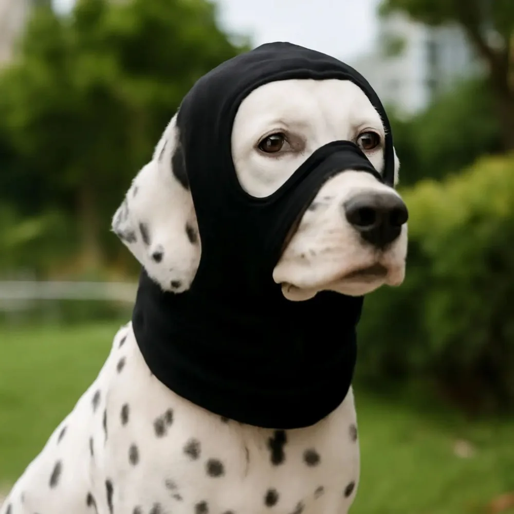 

Elastic Dog Face Mask Breathable Anti-Freezing Dog Calming Earmuffs Soft Warm Comfortable Pet Head Cover Outdoor Activity