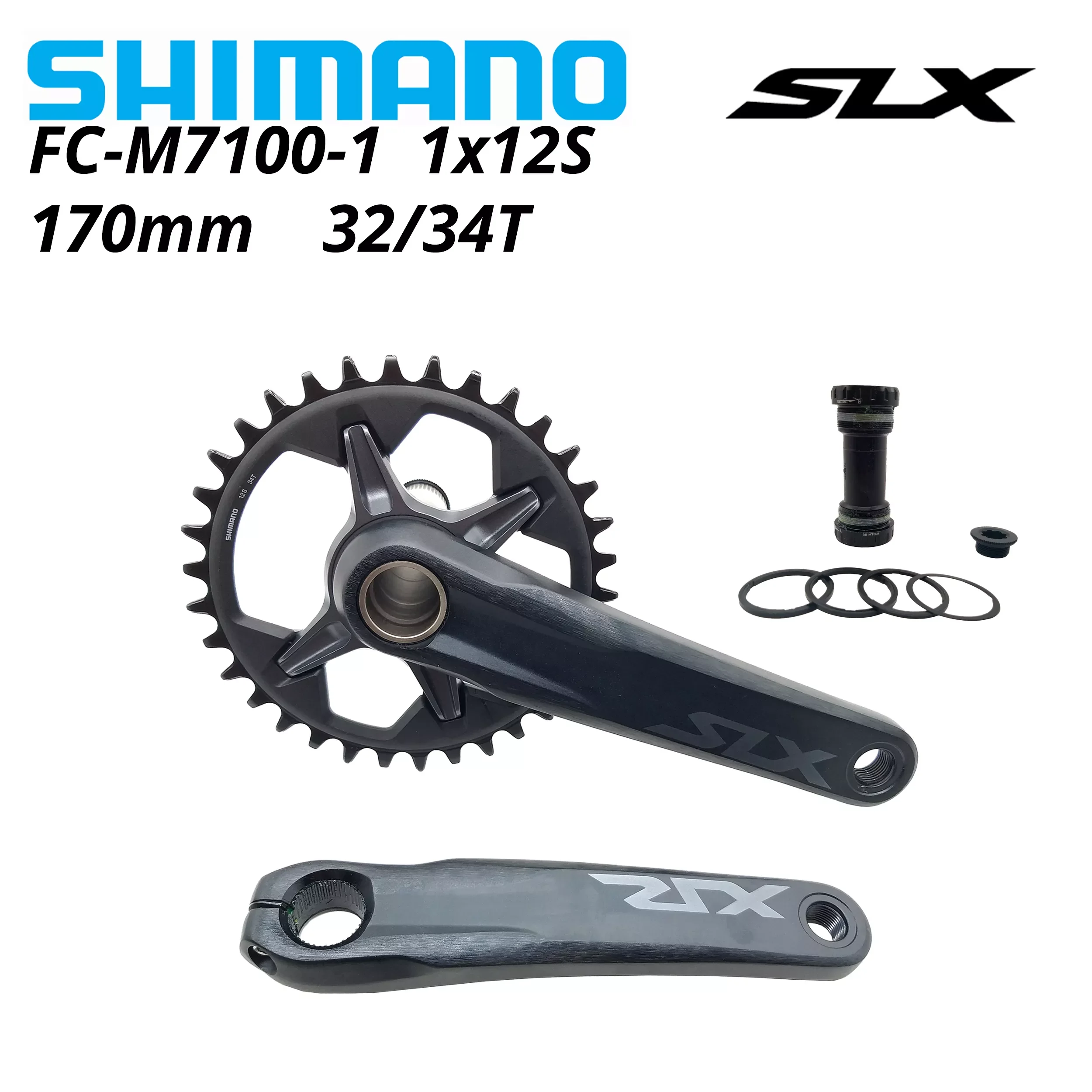 Grupo SHIMANO Deore SLX M7100 1X12S, palanca de cambios de 12V, desviador trasero CS 10-51T CN 124L FC-M7100 170MM 34T para bicicleta de montaña