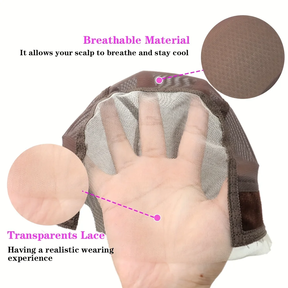 Breathable Lace Invisible Wig Cap Anti-Slip Adjustable Mesh Cap Double C Ear Buckle Design Suitable for Wig Wearing Women Only