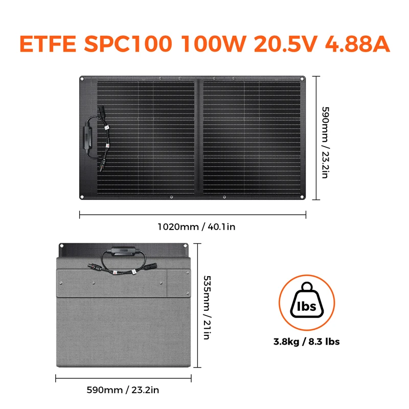 CTOLITY 100W-400W 12V - 41V Tragbares Faltbares Solarpanel mit Stabiler Stromversorgung Geeignet für Camping und Wohnmobil-Stromversorgung