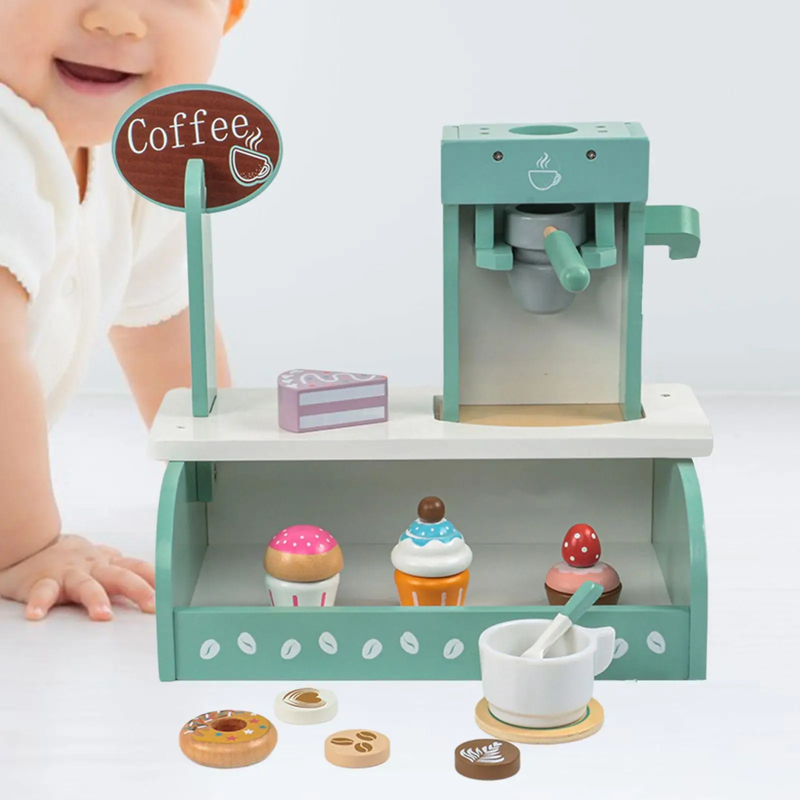 Set da gioco per caffettiera per bambini Set di giocattoli per l'apprendimento precoce Caffettiera in legno