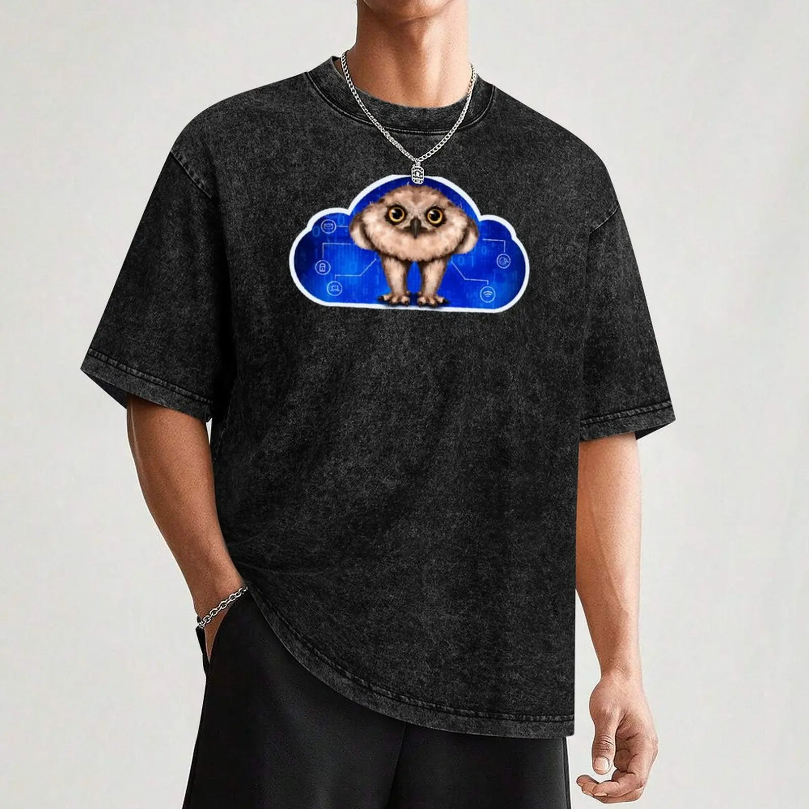Owl Cloud T-Shirt Outdoor Work Short Sleeve Top
