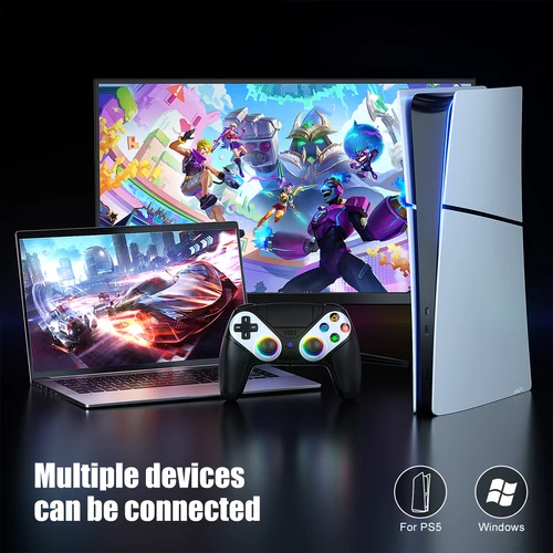 Imagen 2 del producto Controlador para PS5/Paystion 5 Pro/Slim/PC Gamepad inalámbrico efecto Hall gatillo RGB Turbo vibración botón programable Joystick