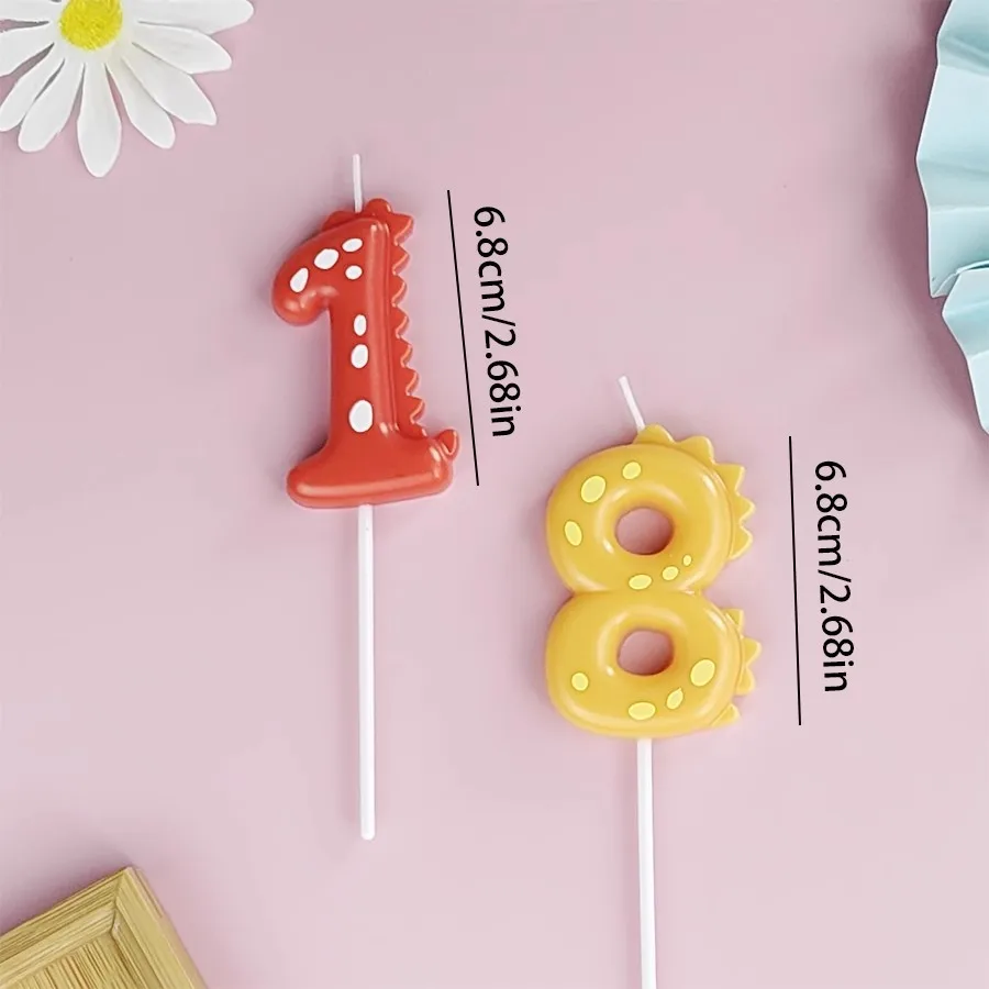 

NEW 3D Number Cake Decorating Candle Birthday Party Anniversary Cake Decor Dinosaur Digital Birthday Candle Smokeless Candle