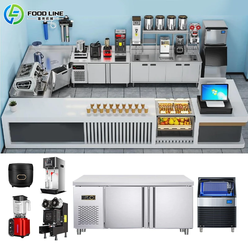 Customized Commercial Bubble Tea Equipment Set Boba Tea Shop Working Counter Workbench Full Milk Tea Store Supply Equipment