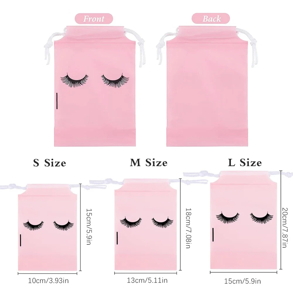 Eyelash Aftercare Plastic Bags, Higiene Pessoal Lash Bags, Maquiagem Pouch, Cosmetic Travel Gift Packaging, Beauty Supplies, Drawstring, 50Pcs