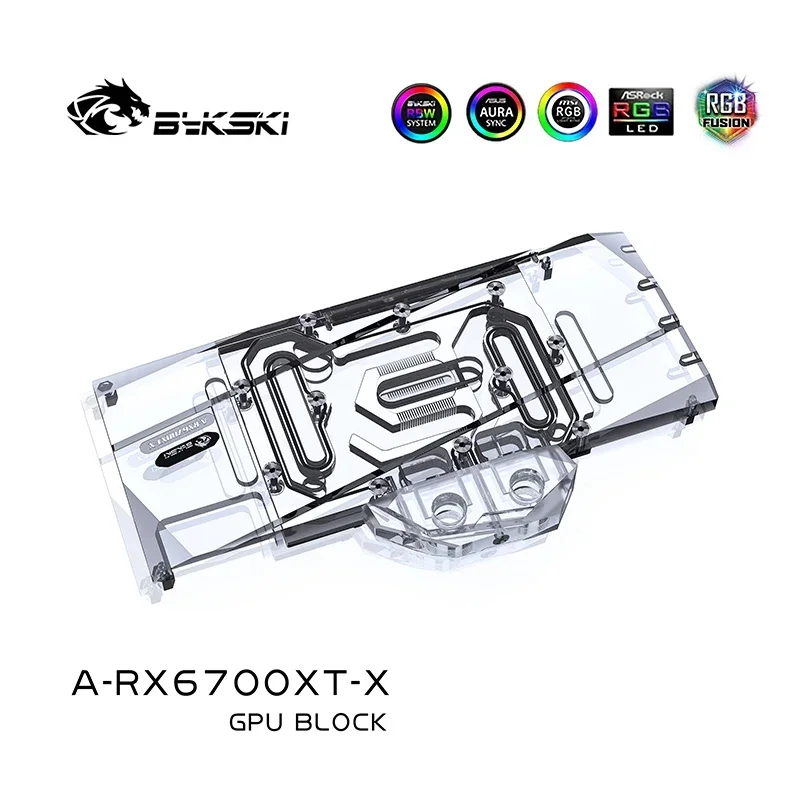 Bykski rx 6700 gpu bloco de água para amd rx 6700xt safira xfx asrock placa vídeo/vga radiador cobre/12v 5v A-RX6700XT-X