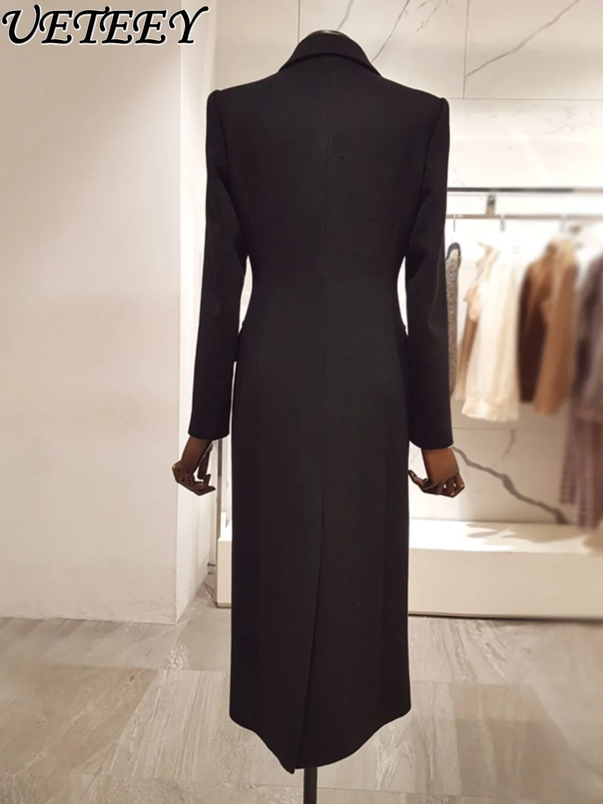 New Fashion Korean Winter Temperament Suit Collar Wool Coat Slim-fit Double-breasted Diamond Buckle Commuter Woollen Jacket