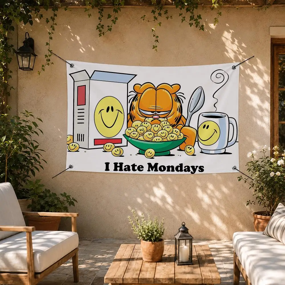 Cute Character Garfield Flags Room Bedroom Home Outdoor Wall Hanging Concert Printed Background Decoration Art Banne