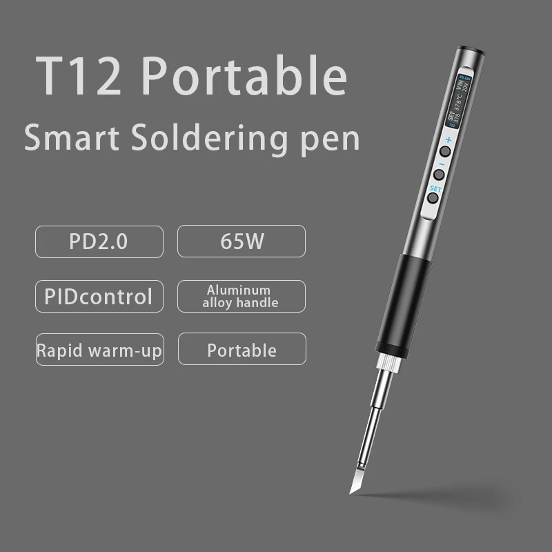 Portable T12 Electric Soldering Iron PD 65W DC 72W CNC Metal Body Temperature Adjustable Solder Welding Station Fast Heating